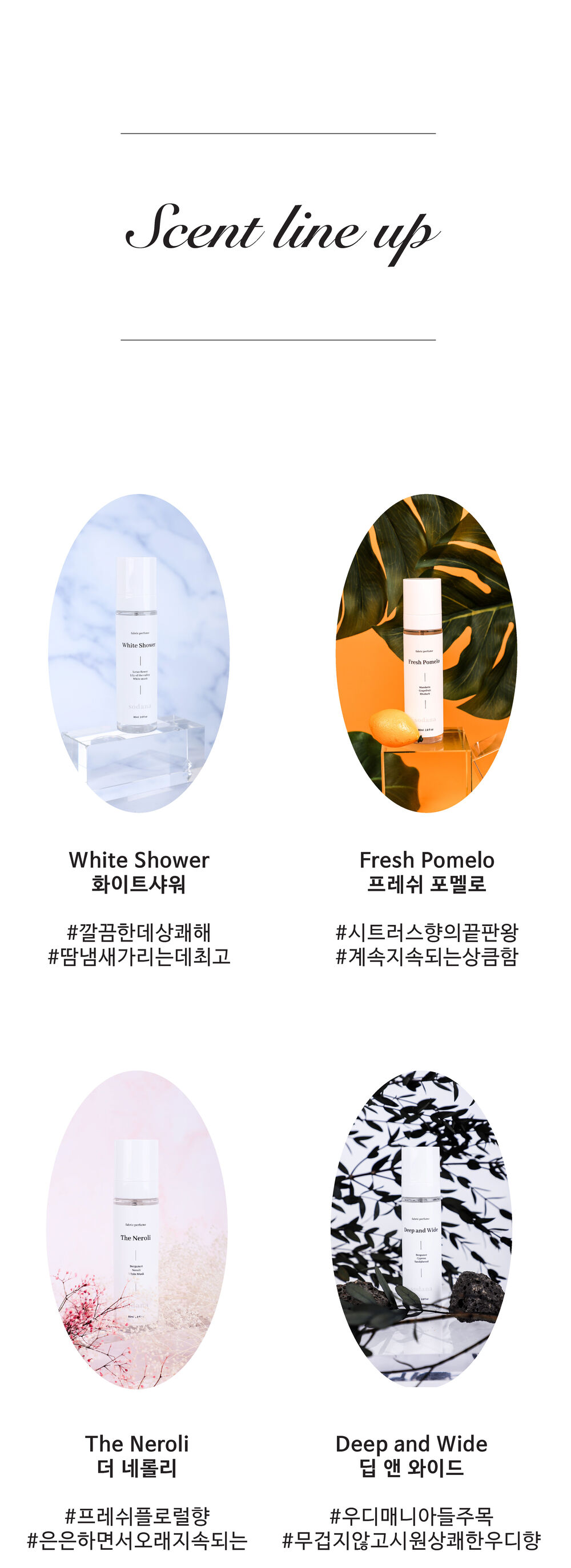 [소다나] 섬유향수 80ml - 비누향, 자몽향, 은은한꽃향, 우디향 상세 이미지 3