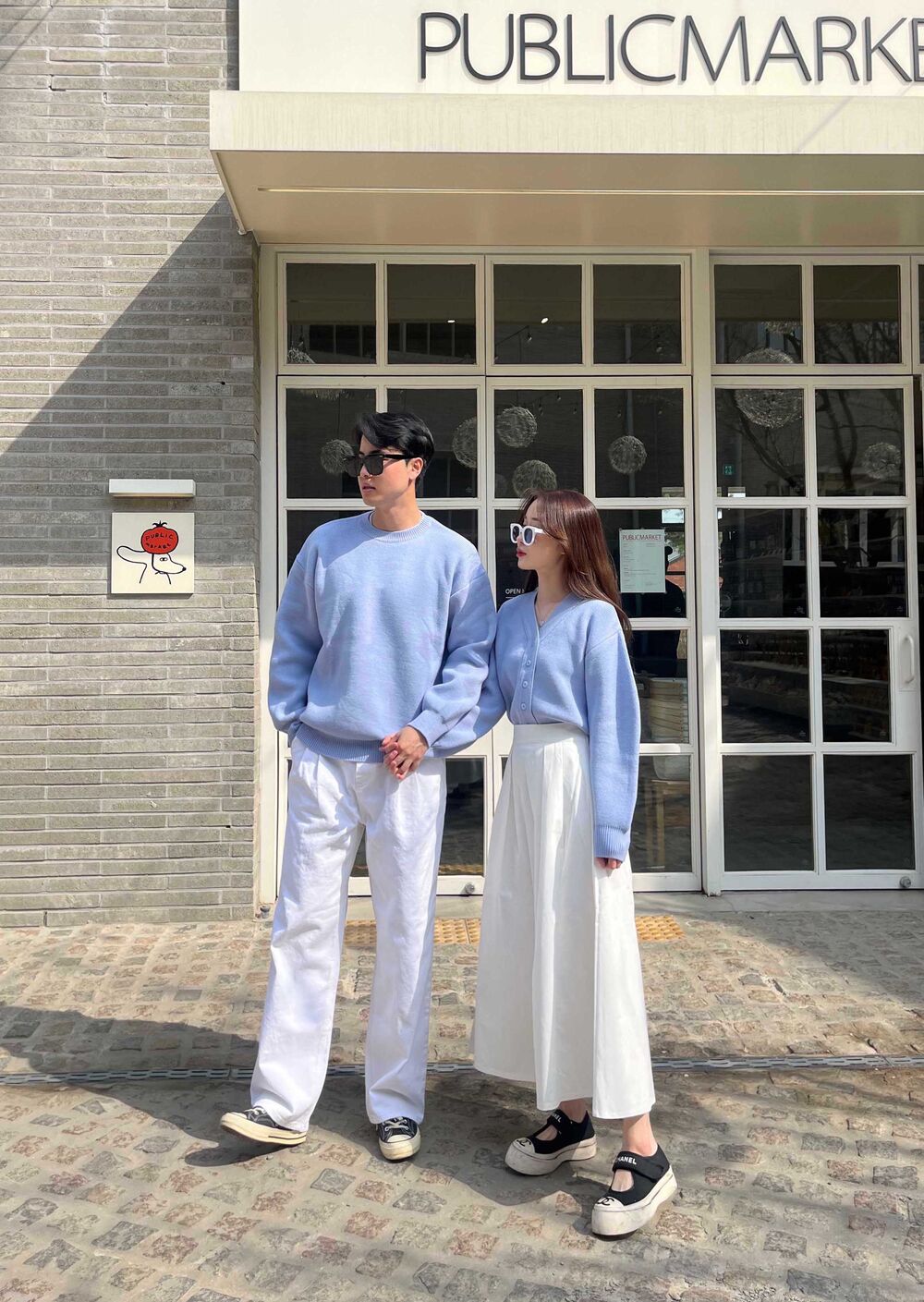 벚꽃룩[브랜드퀄/4컬러] 2사이즈 남녀공용 커플룩 초고퀄 크롭 가디건 봄 니트 롱스커트 코튼 팬츠 세트 시밀러룩 봄 가을 데일리 데이트룩 상세 이미지 12